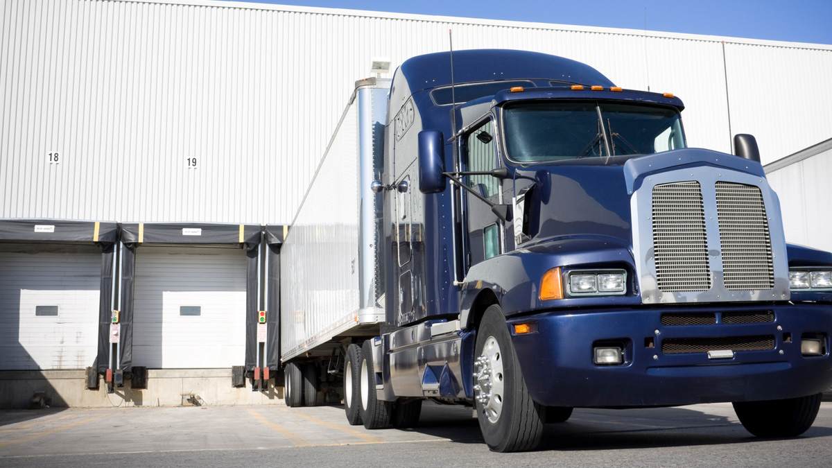 Truck backed into a facility